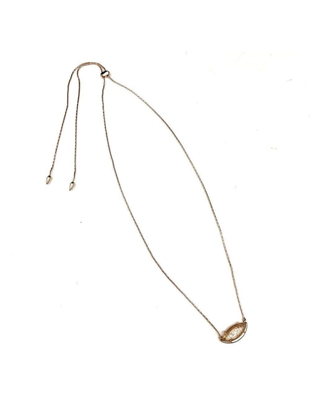 Kendra Scott Meghan Crackle Brown Pearl 14k Gold Plate Adjustable Necklace